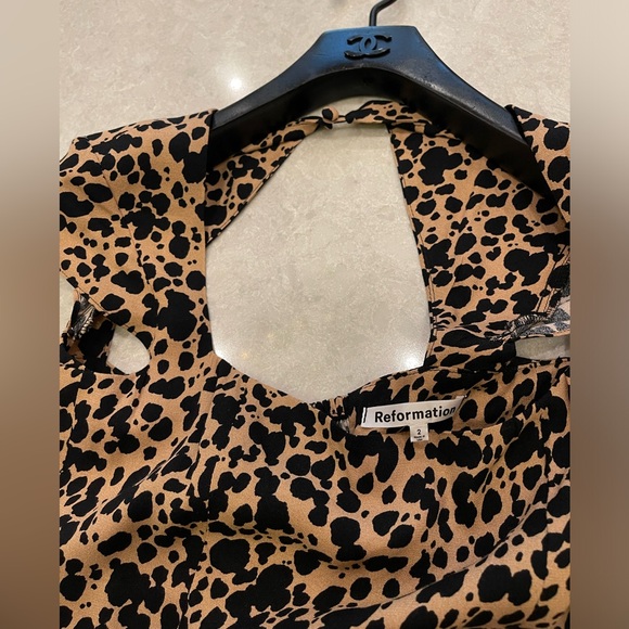 Reformation Elton Abstract Animal Print Cutout Midi Dress Size 2 - Picture 5 of 12